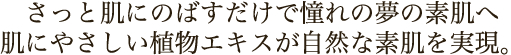 さっと肌にのばすだけで、憧れの夢の素肌へ肌にやさしい植物エキスが自然な素肌を実現。